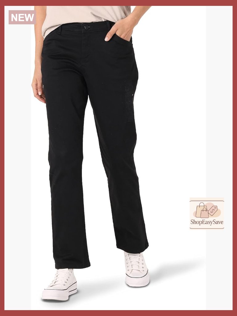Relaxed Fit Straight Leg Pant Mid Rise Work Office Chino Casual Comfort Stretch